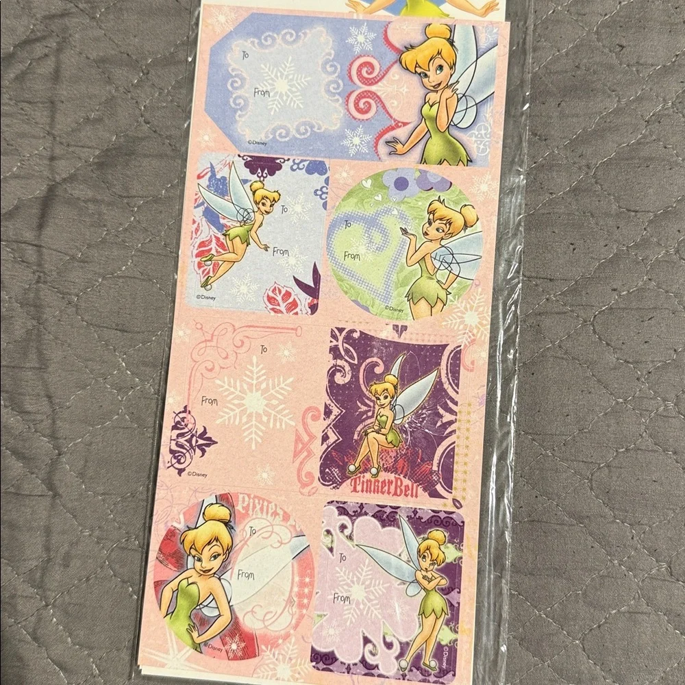 Vintage Sealed Disney 12 Peel n’ Stick Tinker Bell Birthday Gift Tags